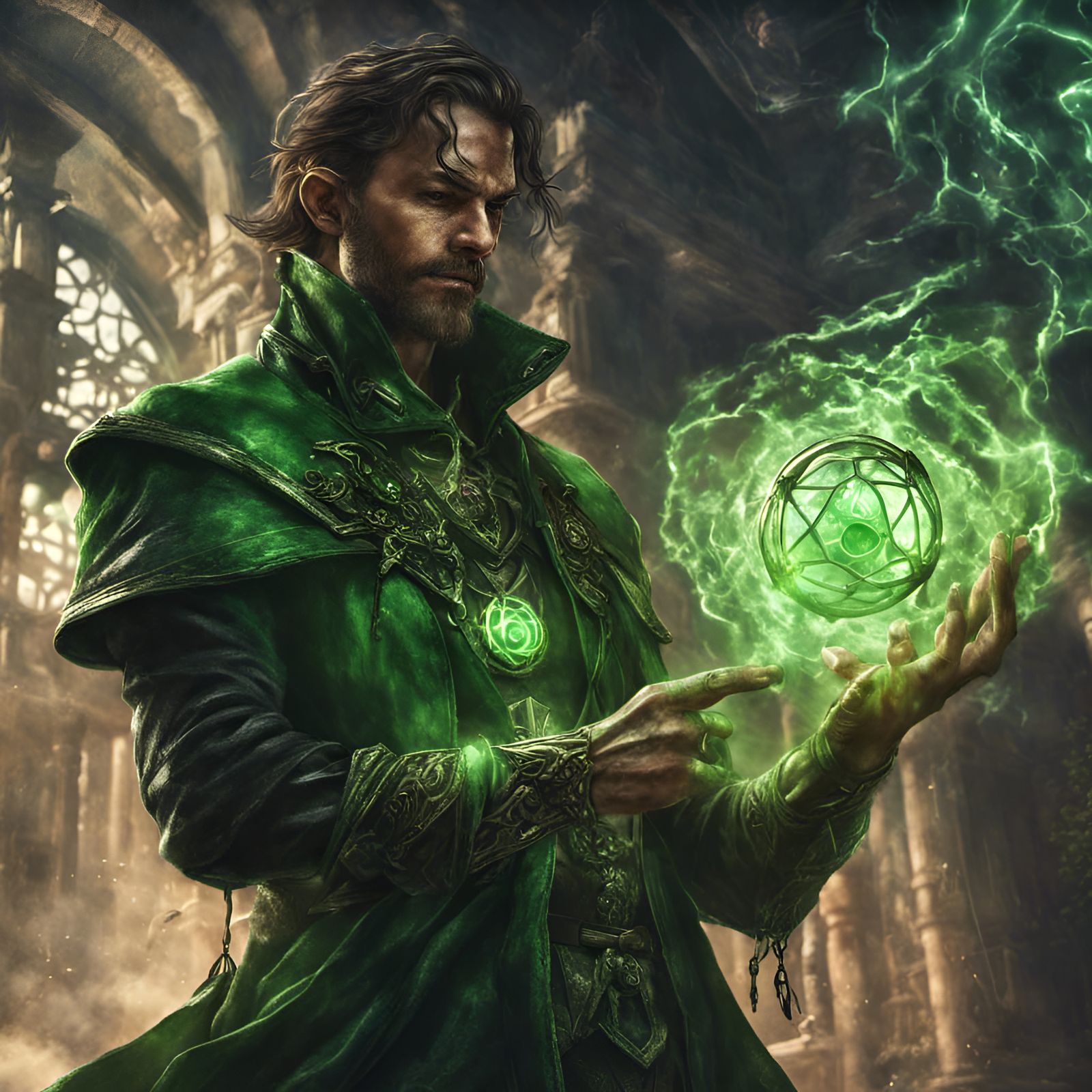 A D&D Kineticist influenced by Green Lantern,