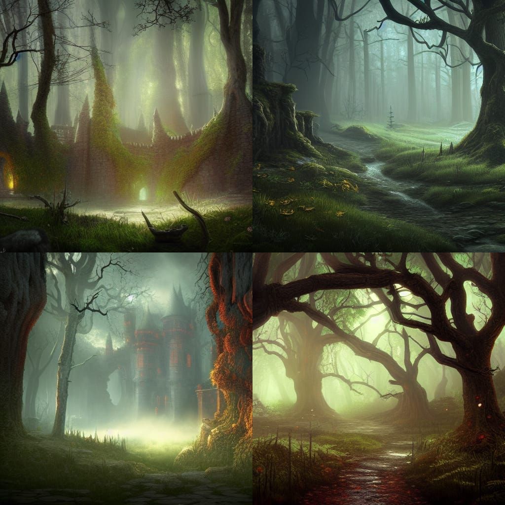 Haunted Woods Surround Castle in Detailed Matte Painting