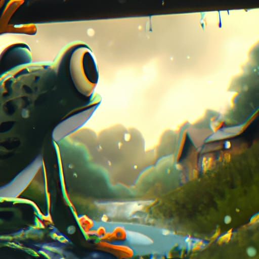 Anime Frog in Ghibli Style, Natural Lighting