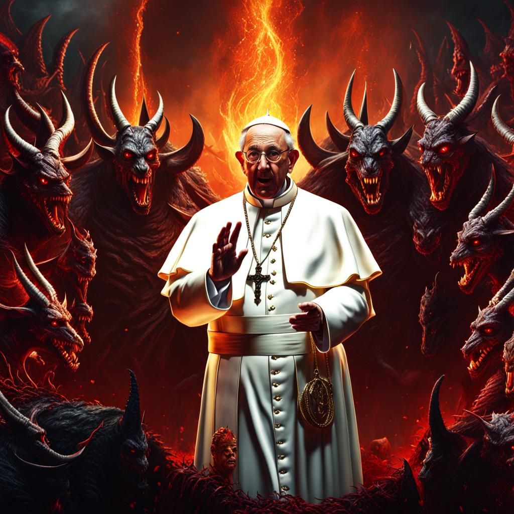 Evil Pope in Hell: Detailed Matte Painting