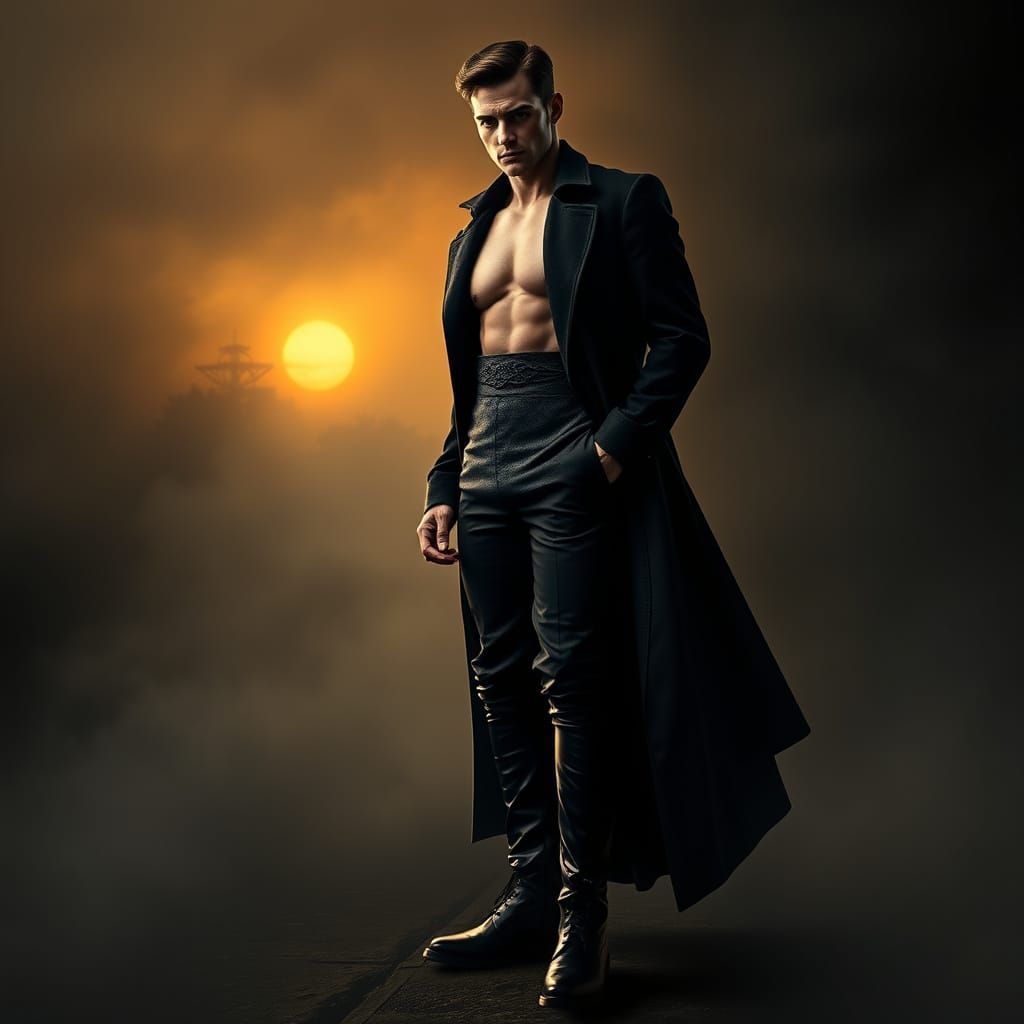 Gothic Gentleman in Formal Attire, Exuding Handsomeness