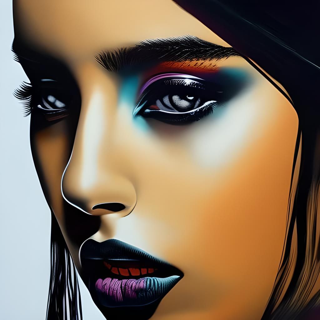 Ana de Armas Dark Gothic Horror Graffiti Art