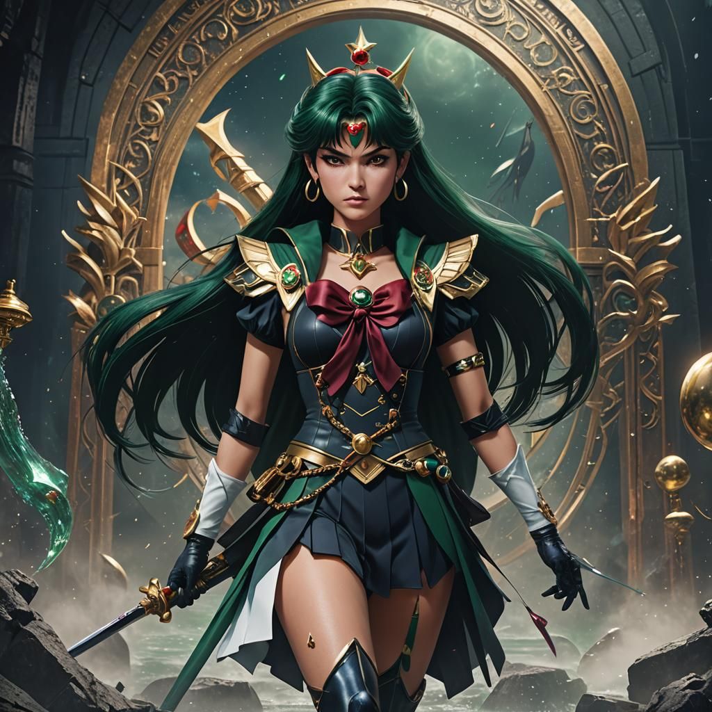 Sailor Pluto Live-Action Portrait in Detailed Matte Style