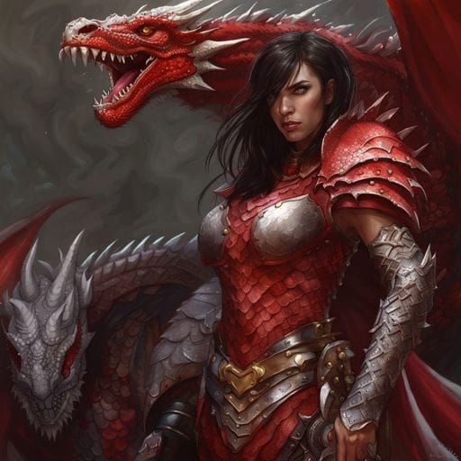 Magnificent Dragon Warrior in Scale Armor