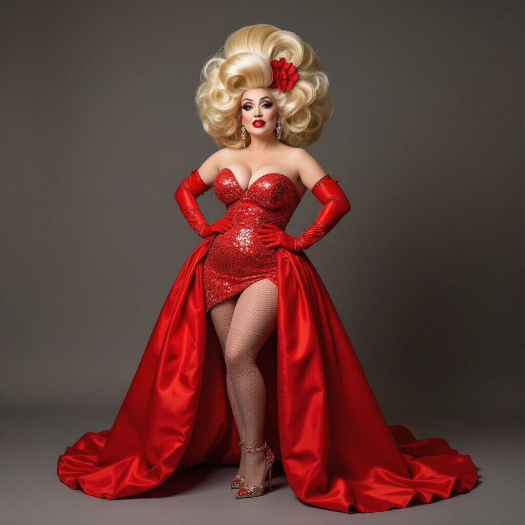 Curvy Drag Queen Elmer Fudd in Pop Surrealist Style