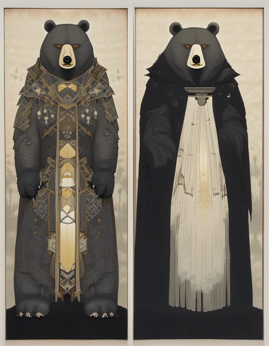 Dual Portrait: Light Mage and Shadow Bear