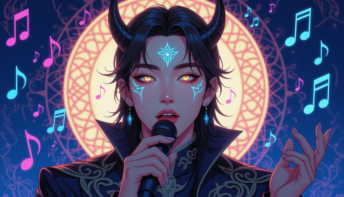 K-Pop Idol with Bioluminescent Demon Marks