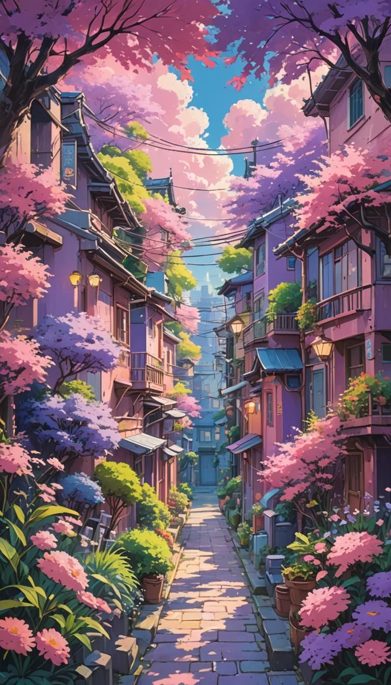 Cute Colorful Phone Wallpaper in Anime Style