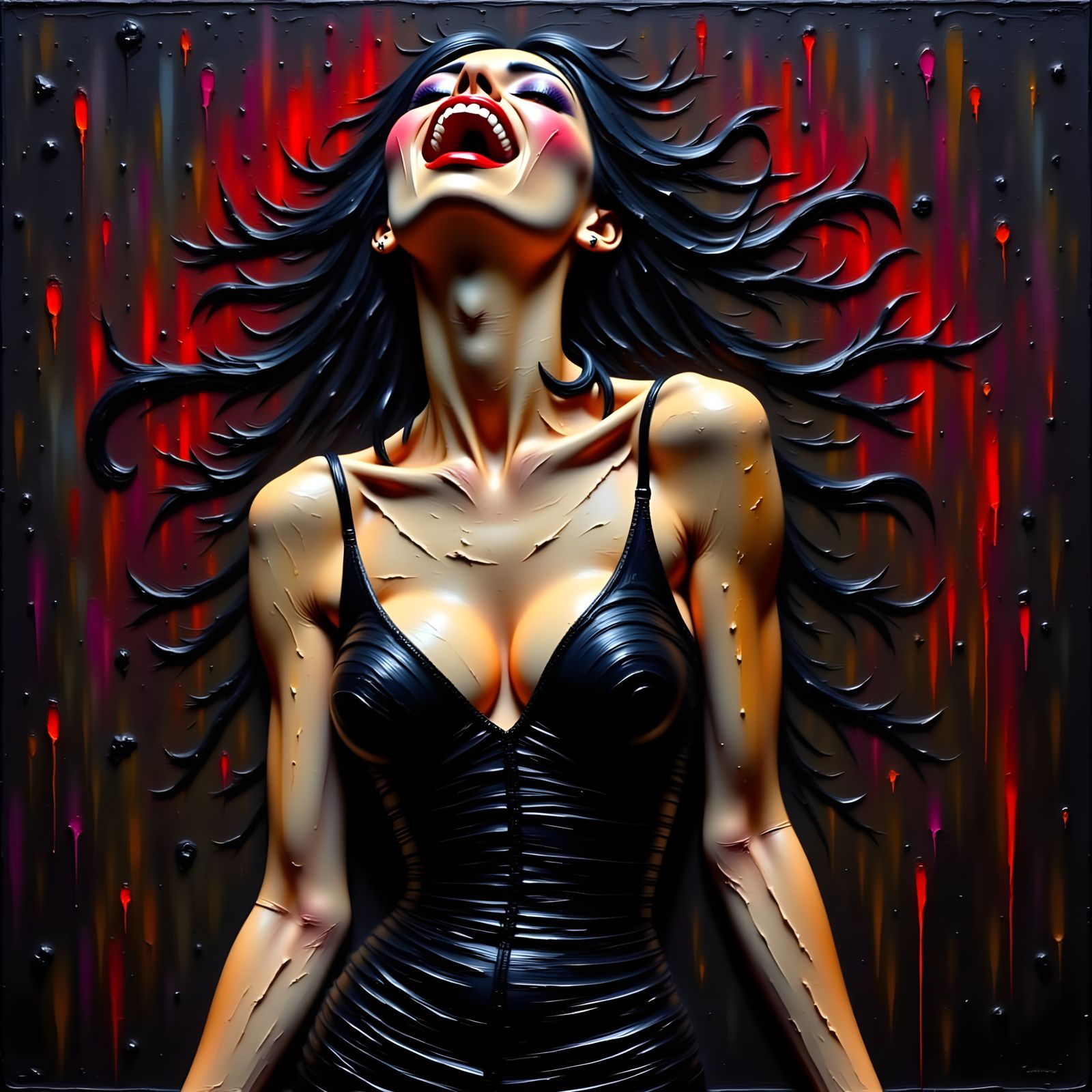 Woman Dancing in Expressionist Palette Knife Style