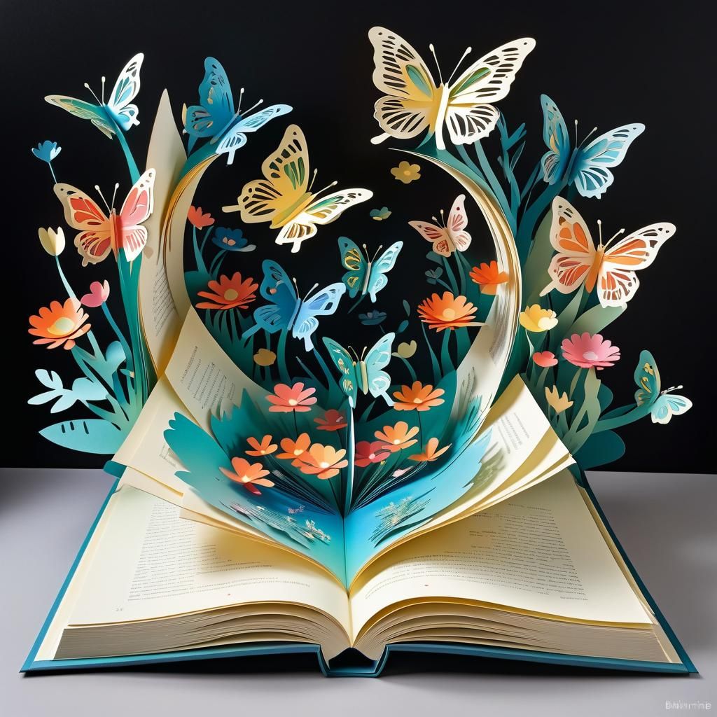 Vibrant Pop-Up Book Garden in 3D Paper Art
