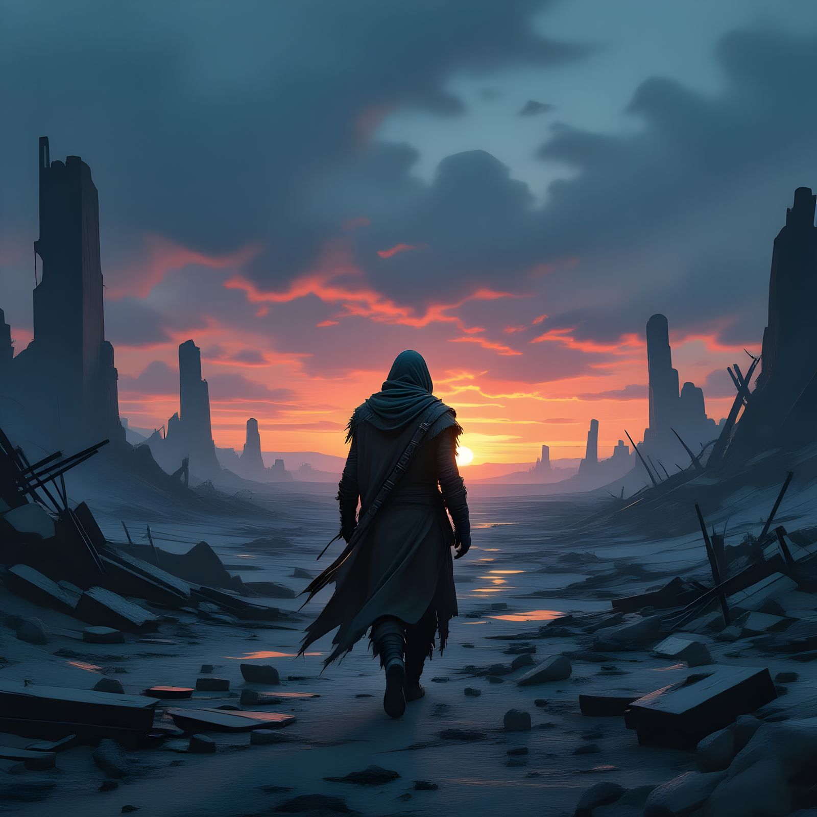 Windswept Wasteland: Hyperrealistic Dark Fantasy Landscape