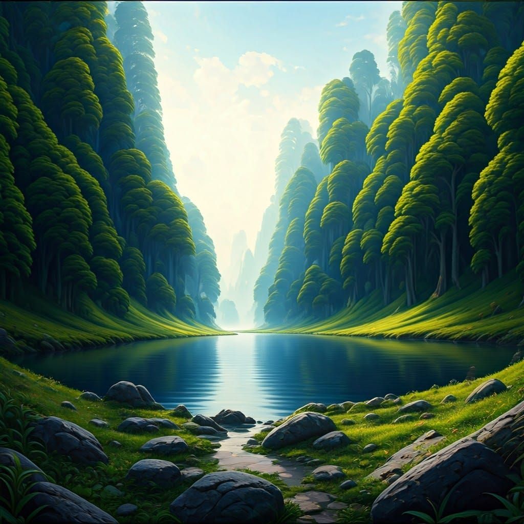 Majestic Landscape Inspired by Impressionist Art