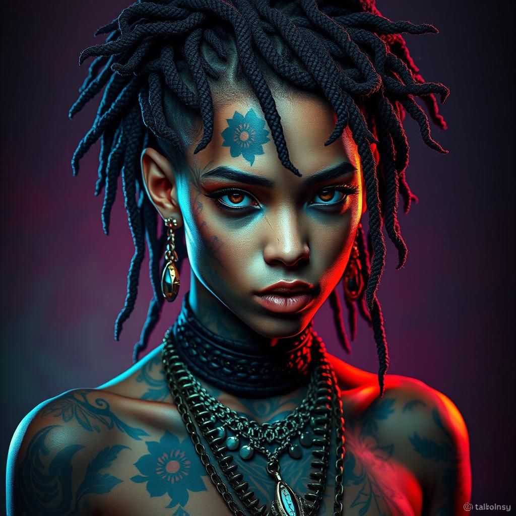 Vibrant Leopard-Skinned Woman in Punk Style