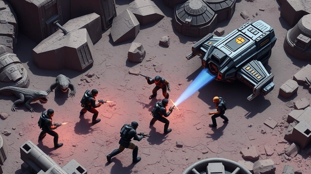Pixelated Mass Effect Heroes in Intense Sci-Fi Battle