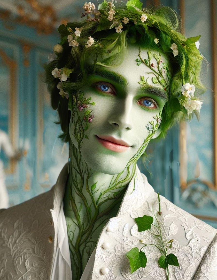 Woman's Hair Covered in Twigs and Ivy