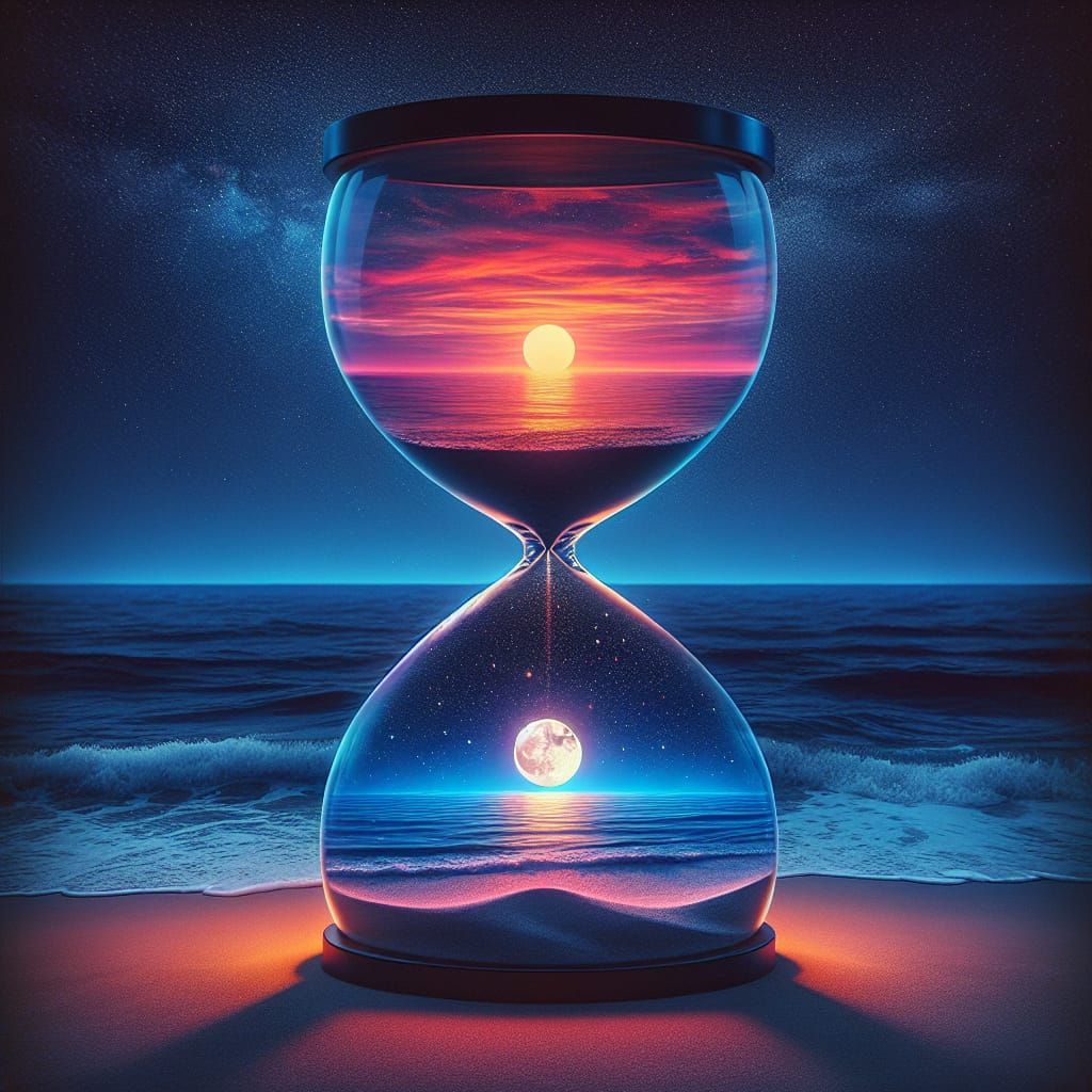 Hourglass: Sunset and Moonlit Night