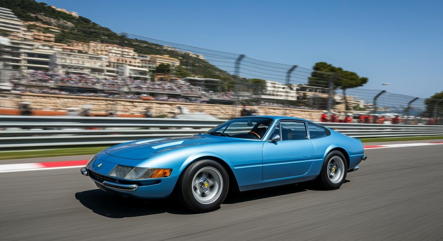 Ferrari Daytona at Monaco Grand Prix in Automotive Art