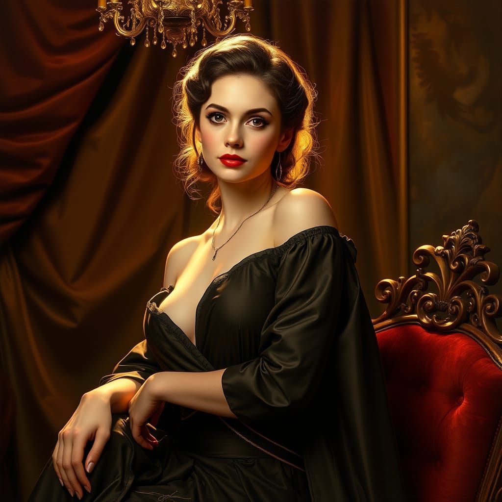 Elegant Portrait of a Woman in Art Nouveau Style