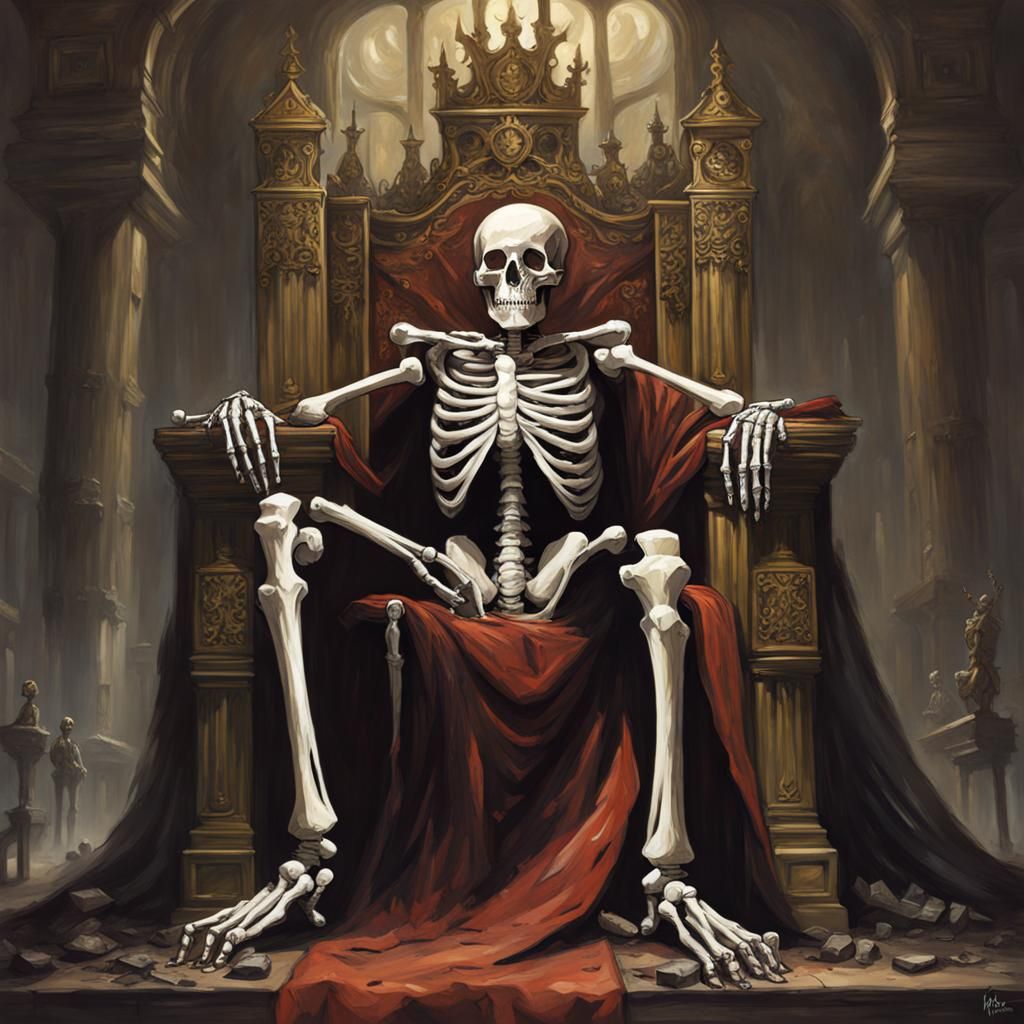 Sinister Skeleton King on Throne by Rutkowski