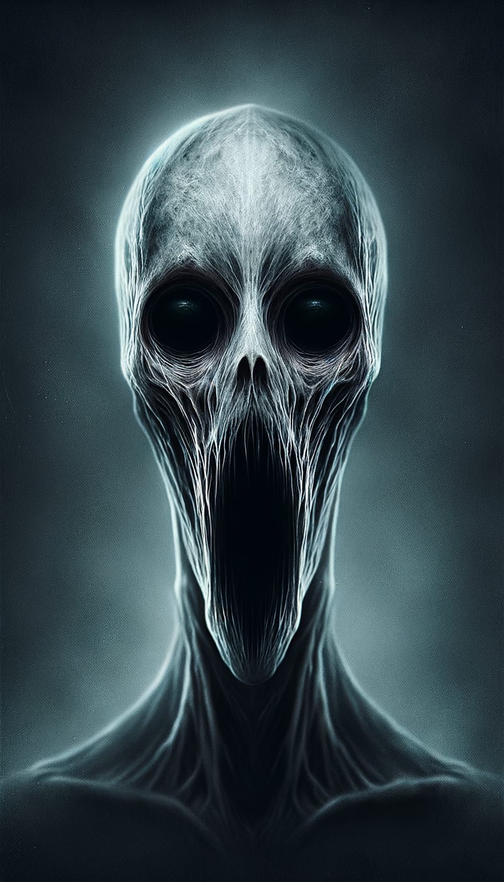 Ethereal Cryptid Visage in a Haunting Ghostly Aura