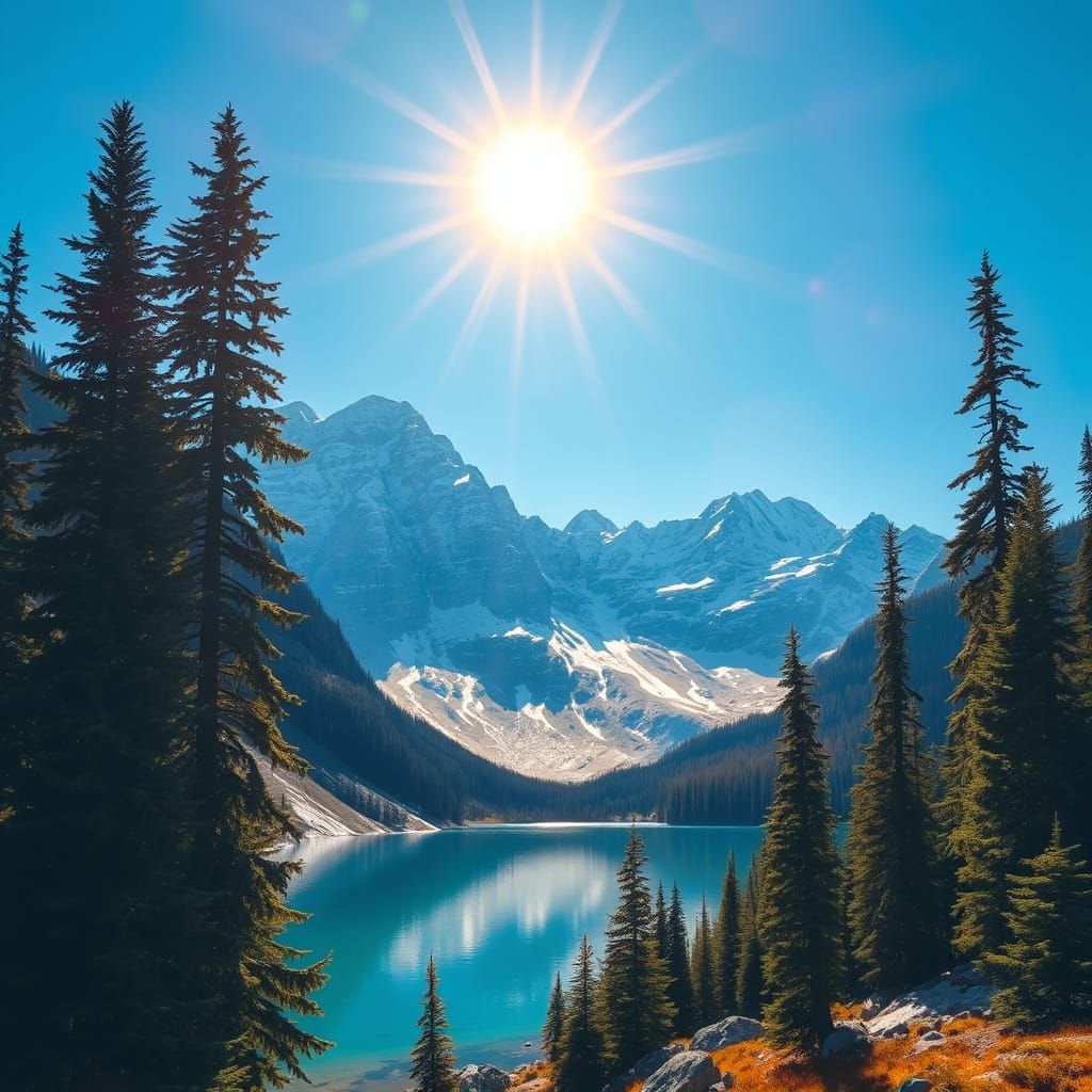 Majestic Snow Mountains in Dreamy Landscape Art