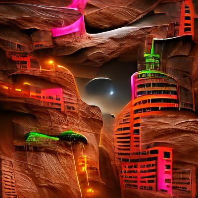 Neon Martian Civilization in Canyon City