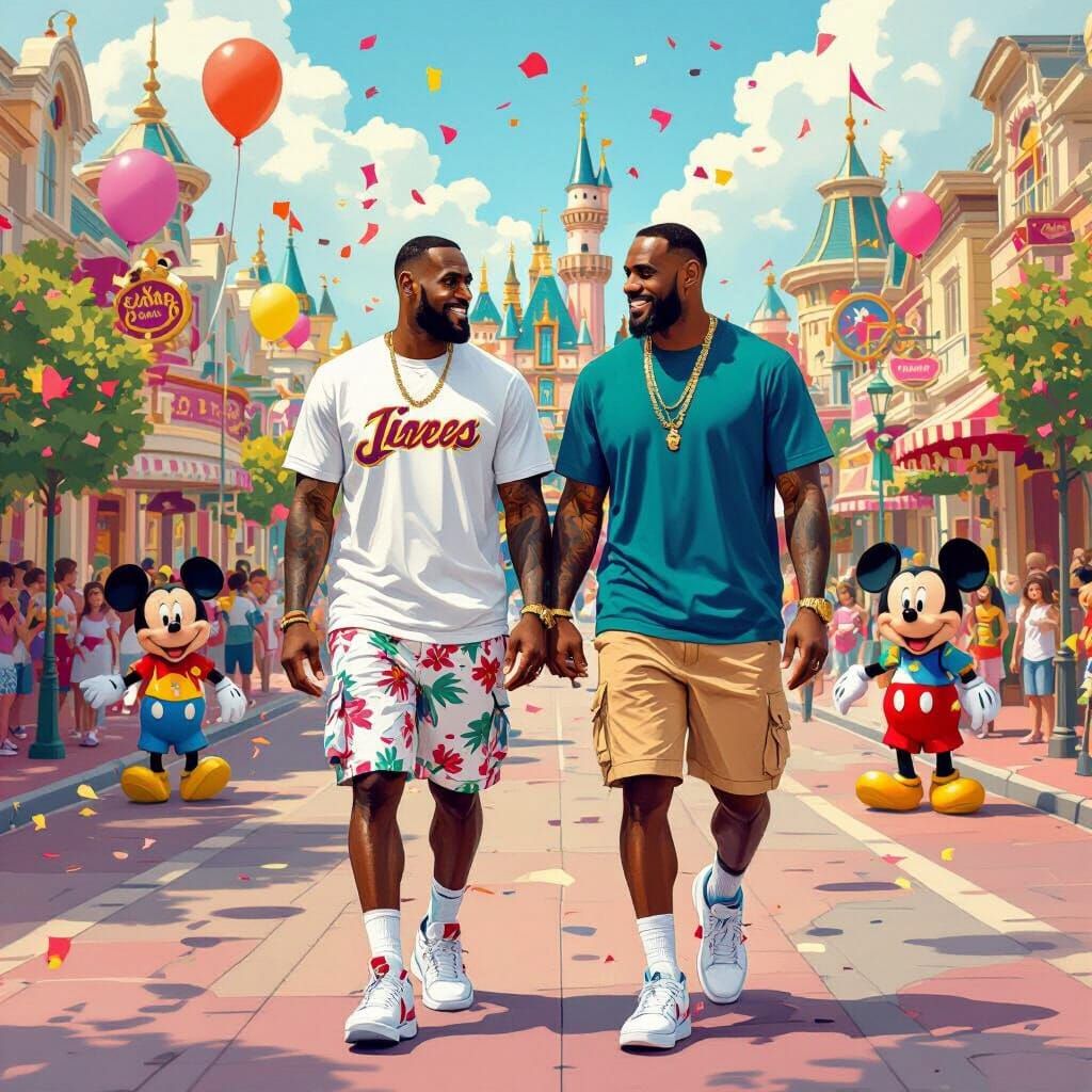 Lebron and IShowSpeed in Disneyland Fantasy Art