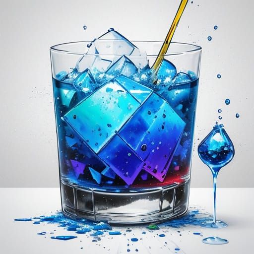 Vibrant Ice Cubes Melt in a Glass in a Dazzling Street Art S...