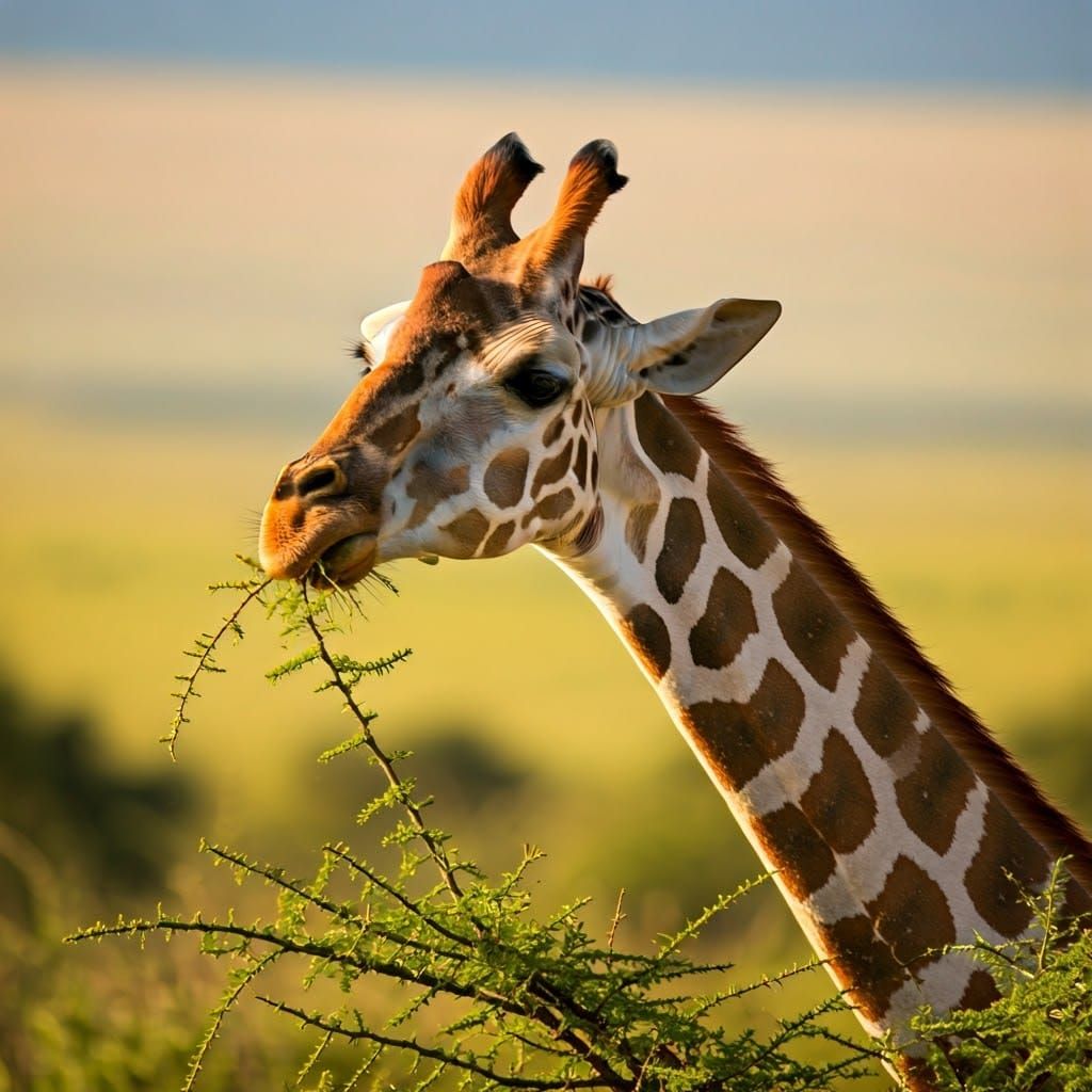 Giraffe in the Serengeti at Golden Hour