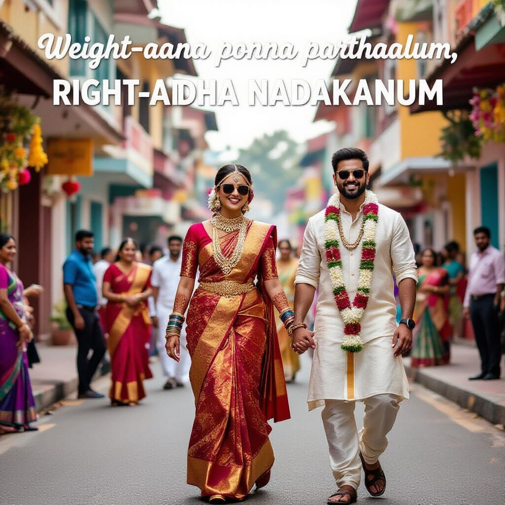 Confident Bride Struts Down Vibrant South Indian Wedding Str...
