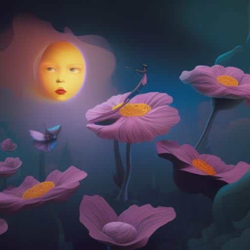Surreal Flowers in Digital Art Style
