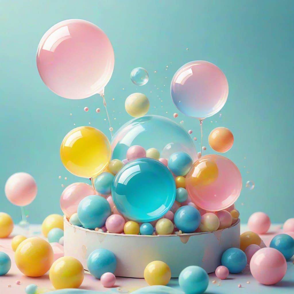 Dreamy Pastel Wonderland with Whimsical Bubbles