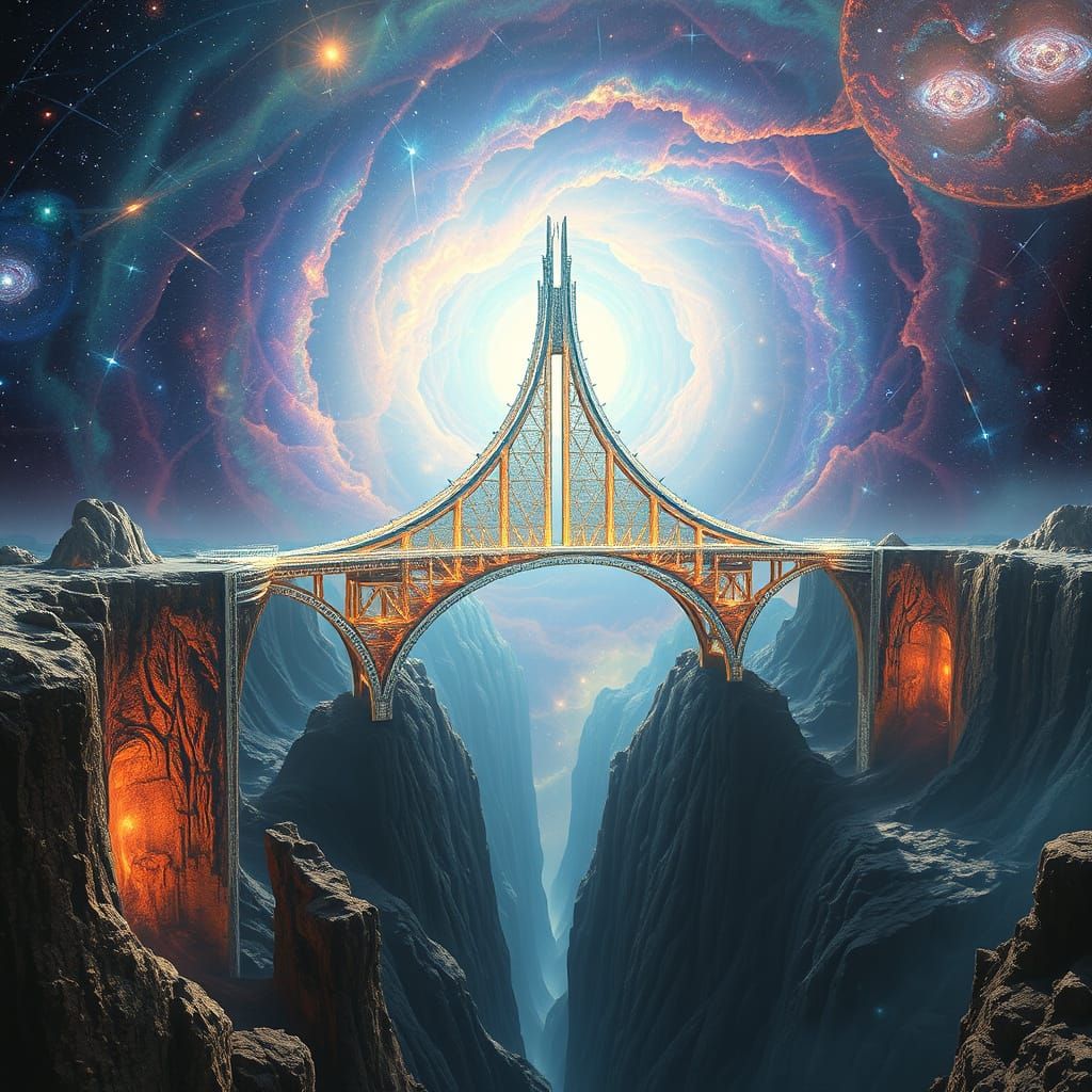 Surreal Galactic Bridge Connects Two Cosmos in Cosmic Wonder