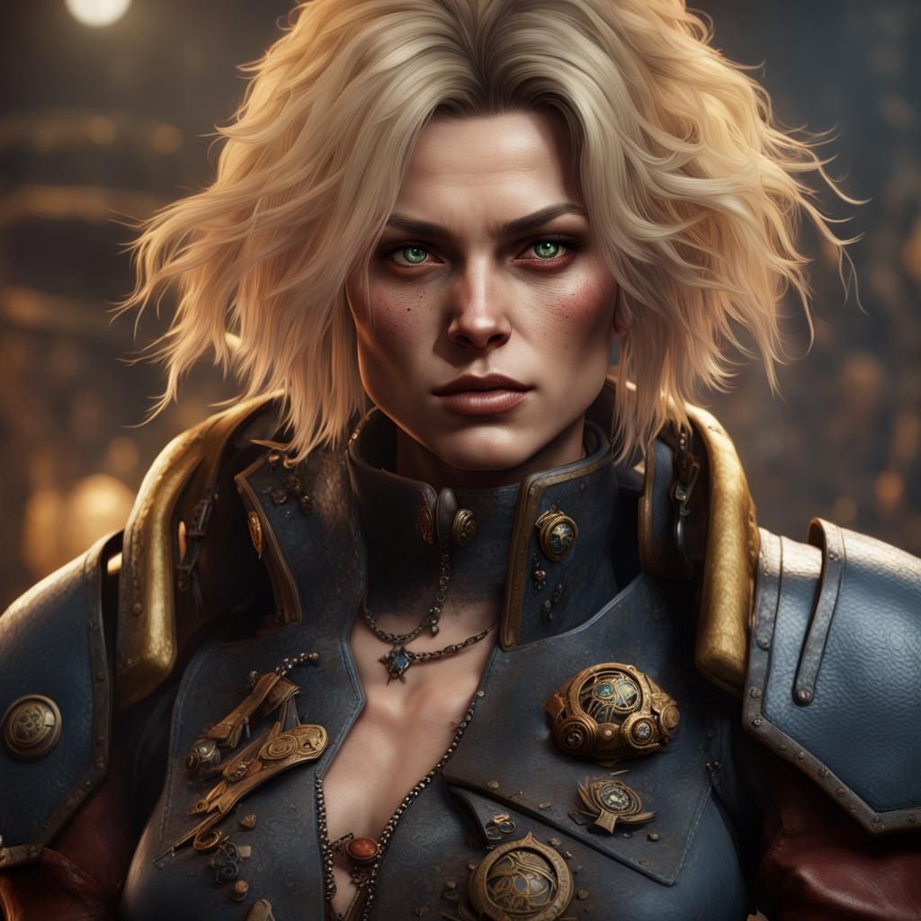 Female Rogue Trader Portrait in Grimdark Style