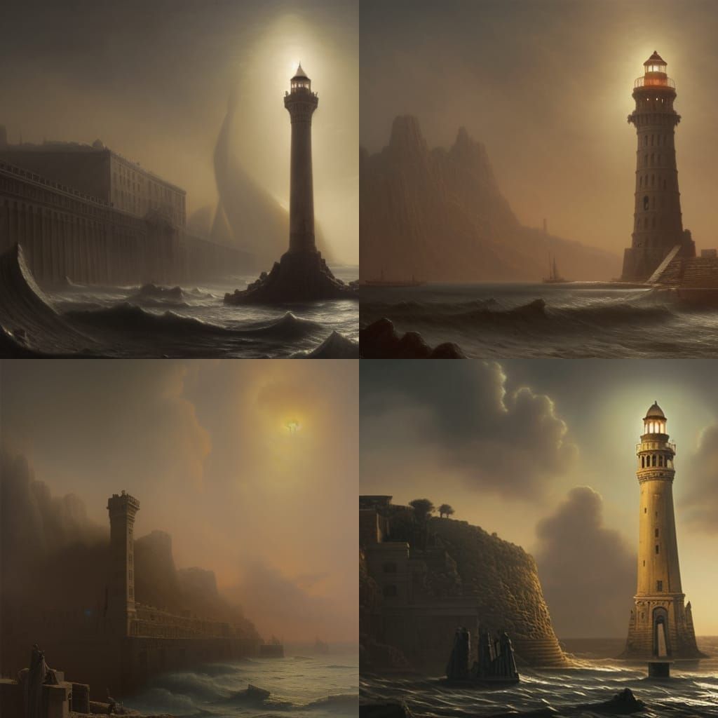 Ancient Lighthouse of Alexandria: Detailed Matte Painting