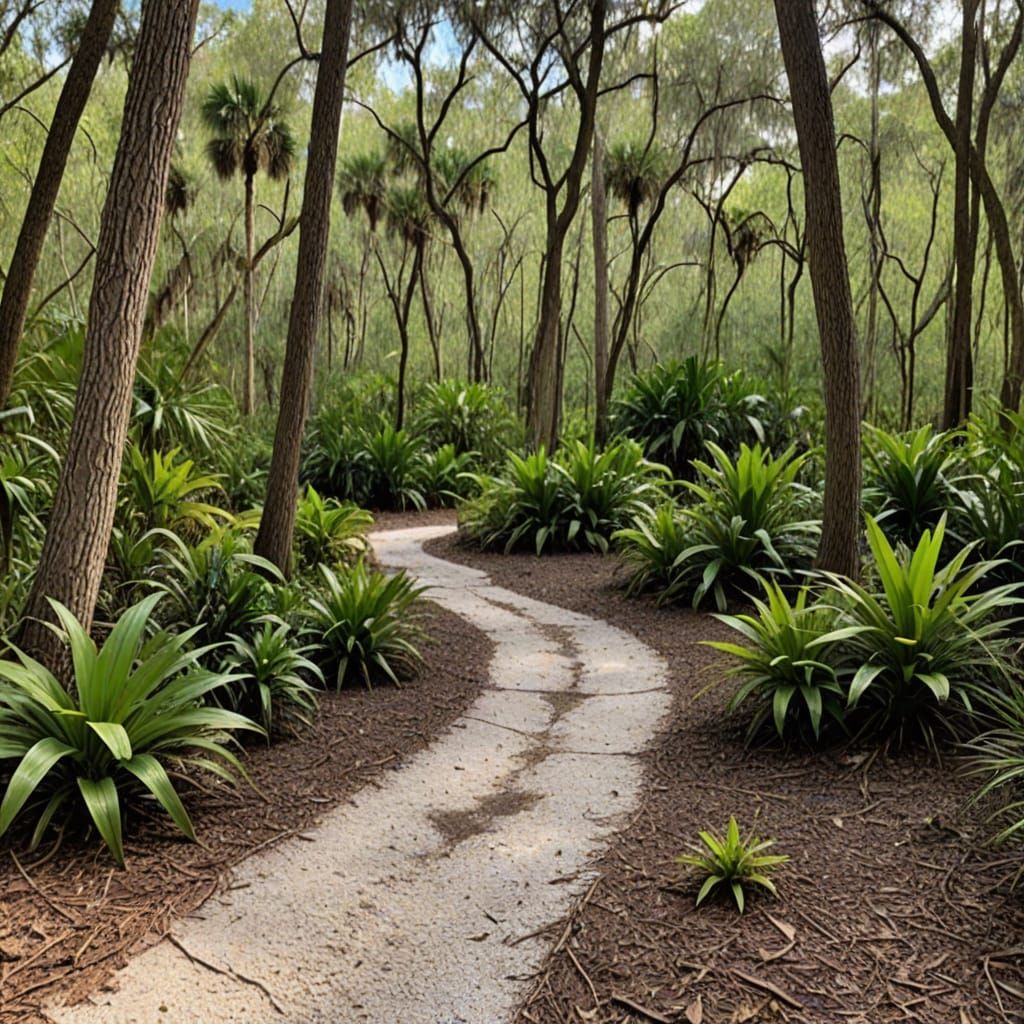 Florida Woods Park in Impressionist Style