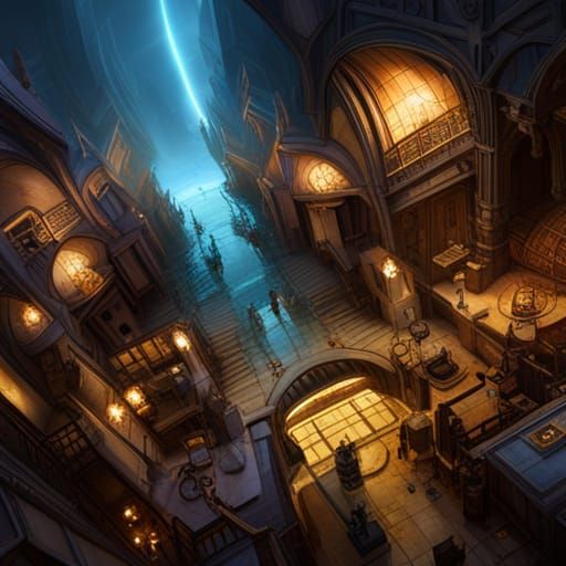 Fantasy Temple Entrance in Collage Art Style