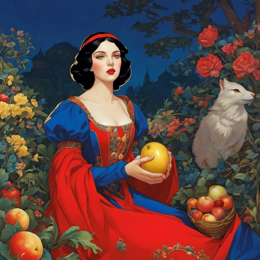 Snow White in Russian Folk Art Style