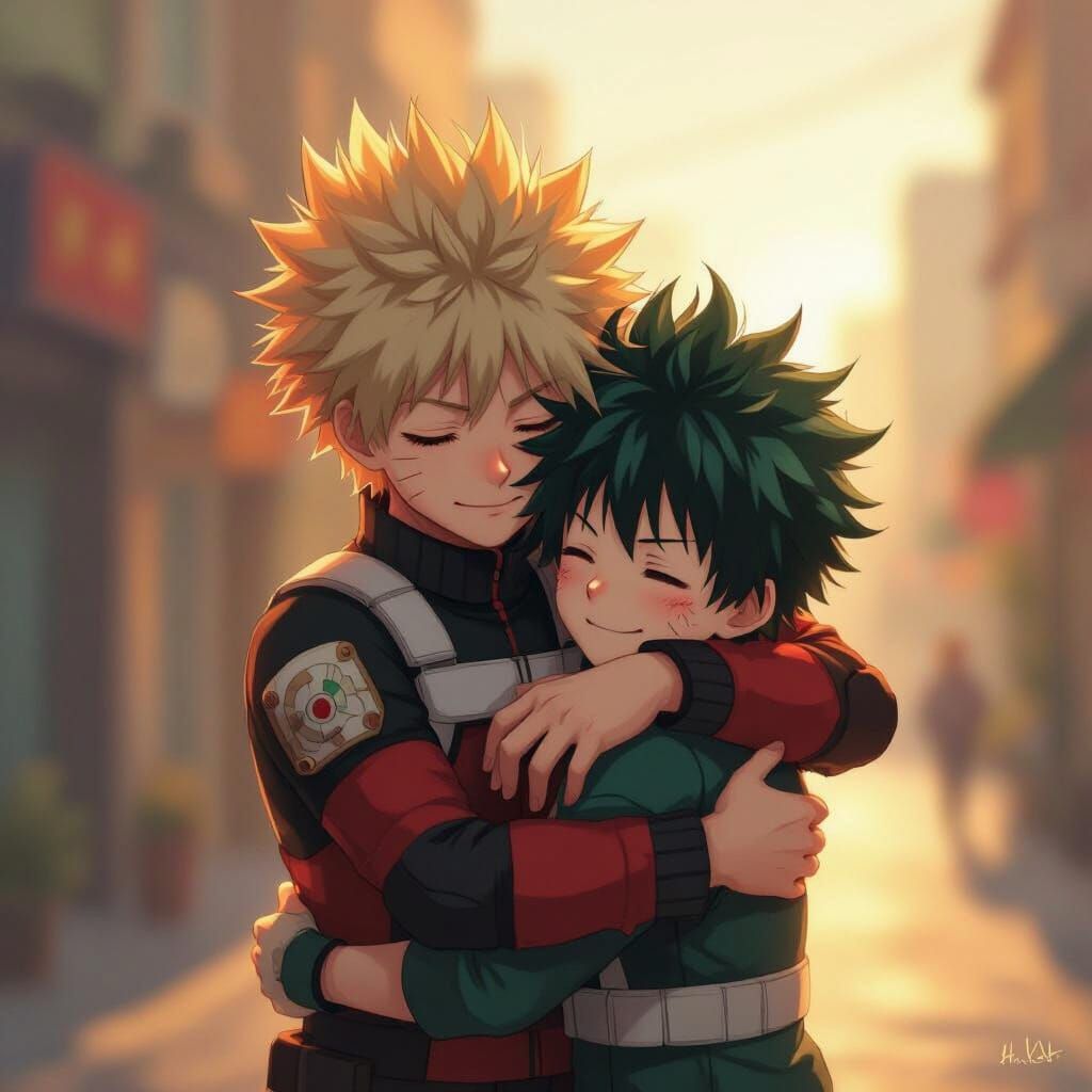 Heartwarming Embrace: Bakugo and Deku Reconcile in Golden Ho...
