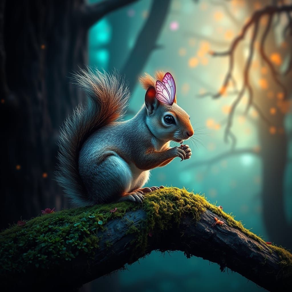 Mystical Squirrel in Enchanted Indian Forest