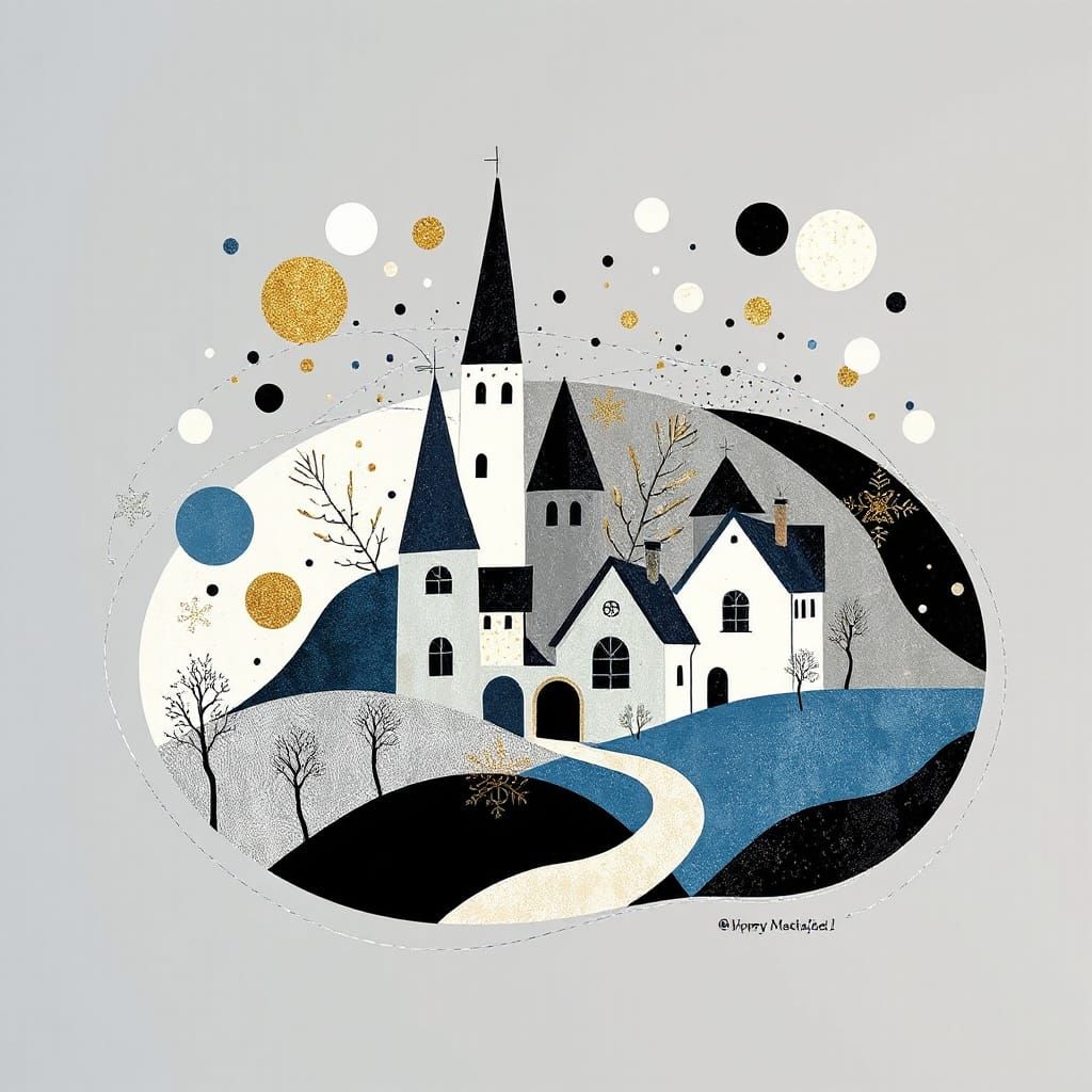 Mondrian Abstraction of a Fairy Tale Village