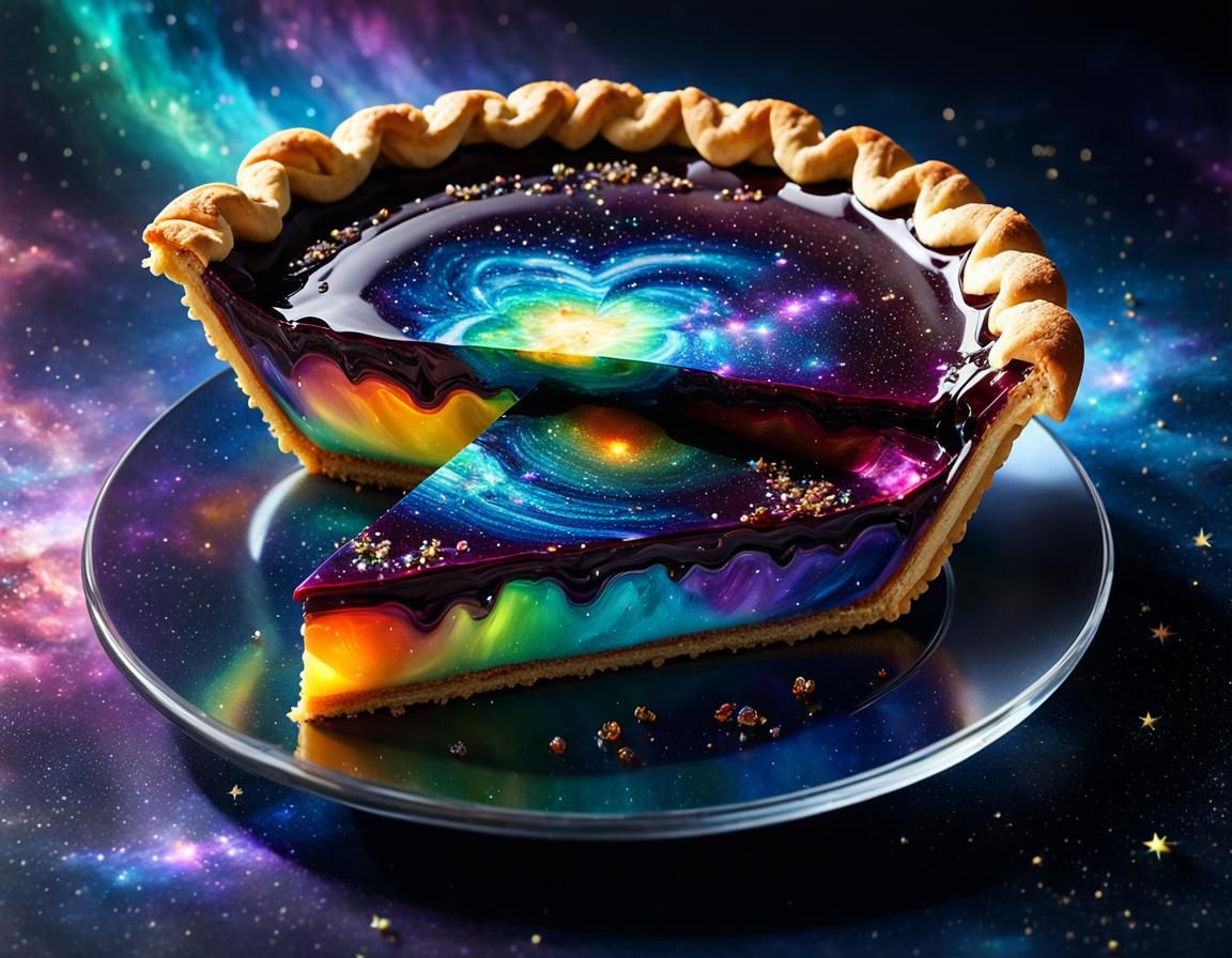 Rainbow Galaxy Pie Slice: Fantasy Digital Art