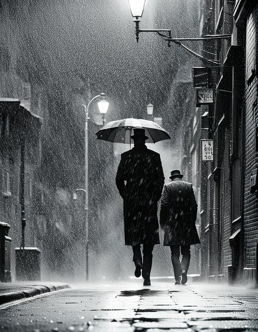 Gritty Rainy Alley, Film Noir Style