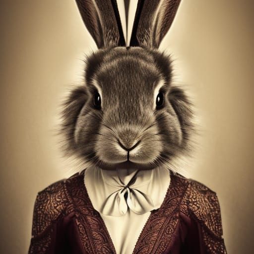 Anthropomorphic Rabbit Wizard in Hyperrealistic Style