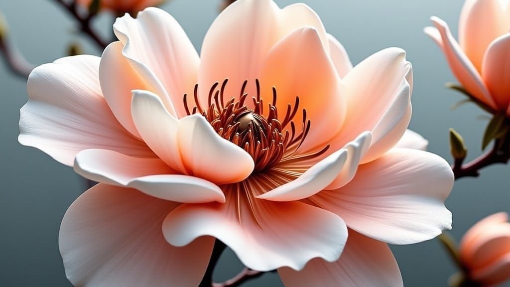 Cybernetic Peach Blossoms with Metallic Filaments