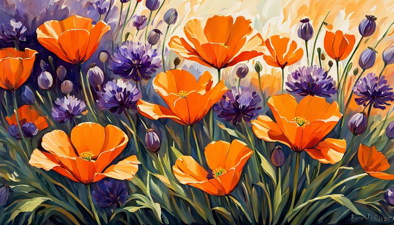 Vibrant Floral Tapestry in Impressionist Style