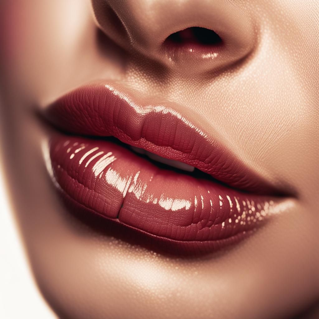 Glistening Lips in Macro Photography