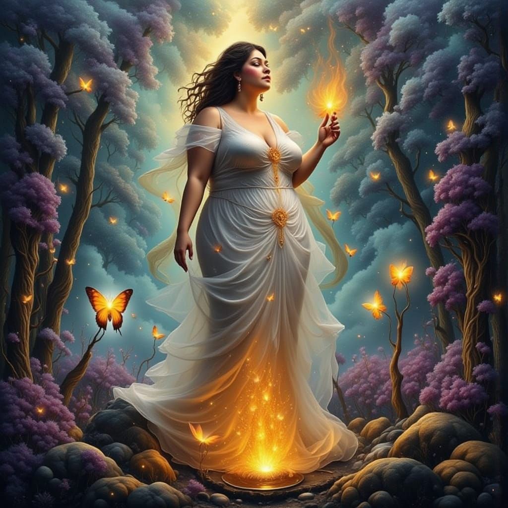 Surreal Iphigenia Portrait in Magical Forest