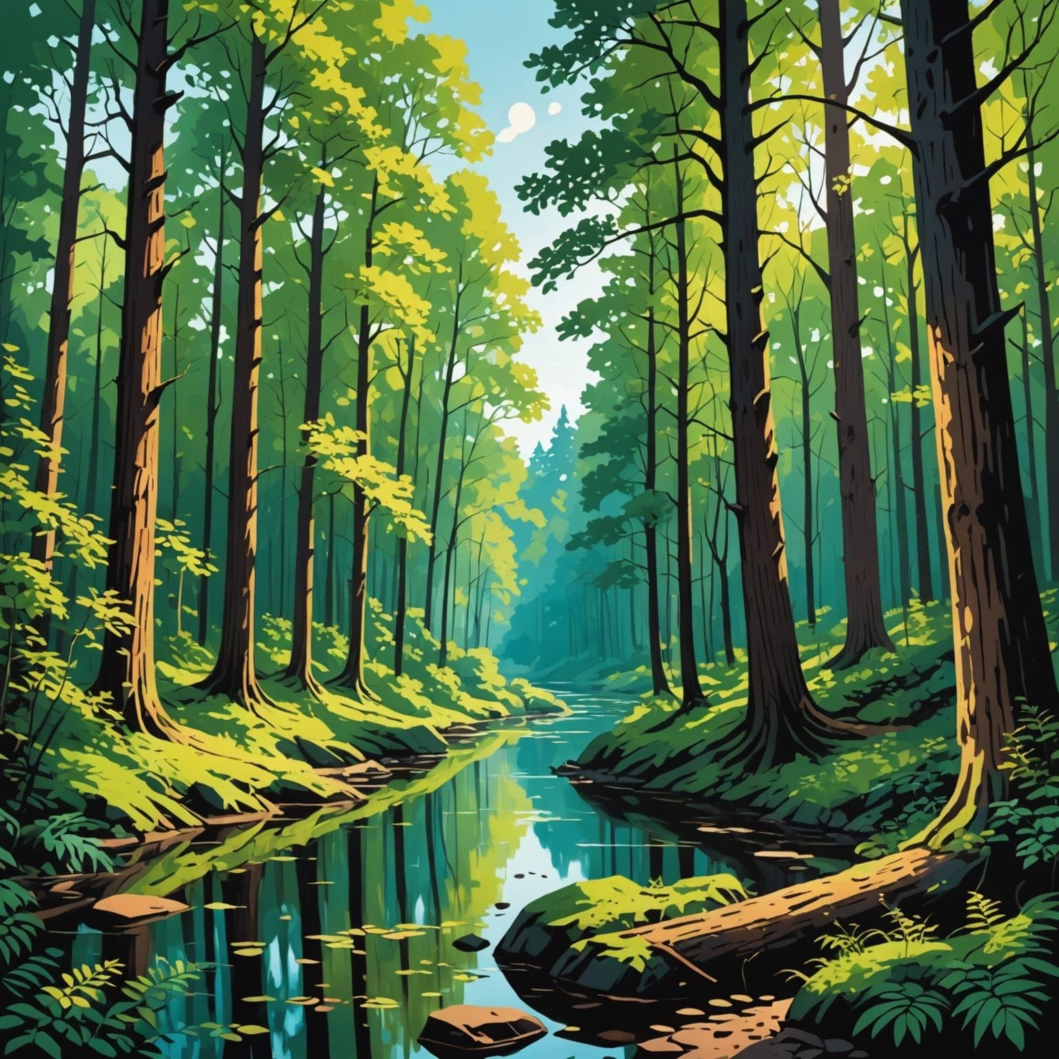 Serene Forest Landscape in Constable Style