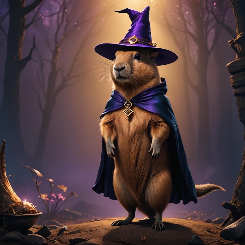 Capybara Witch in Dark Fantasy Style